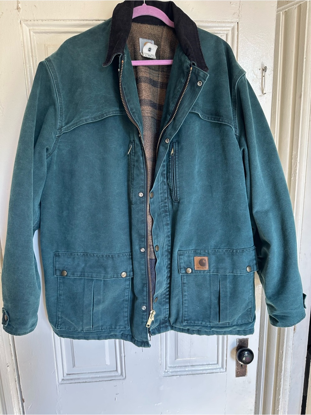 Vintage Carhartt Teal Green Duck Canvas Field Jacket size XL